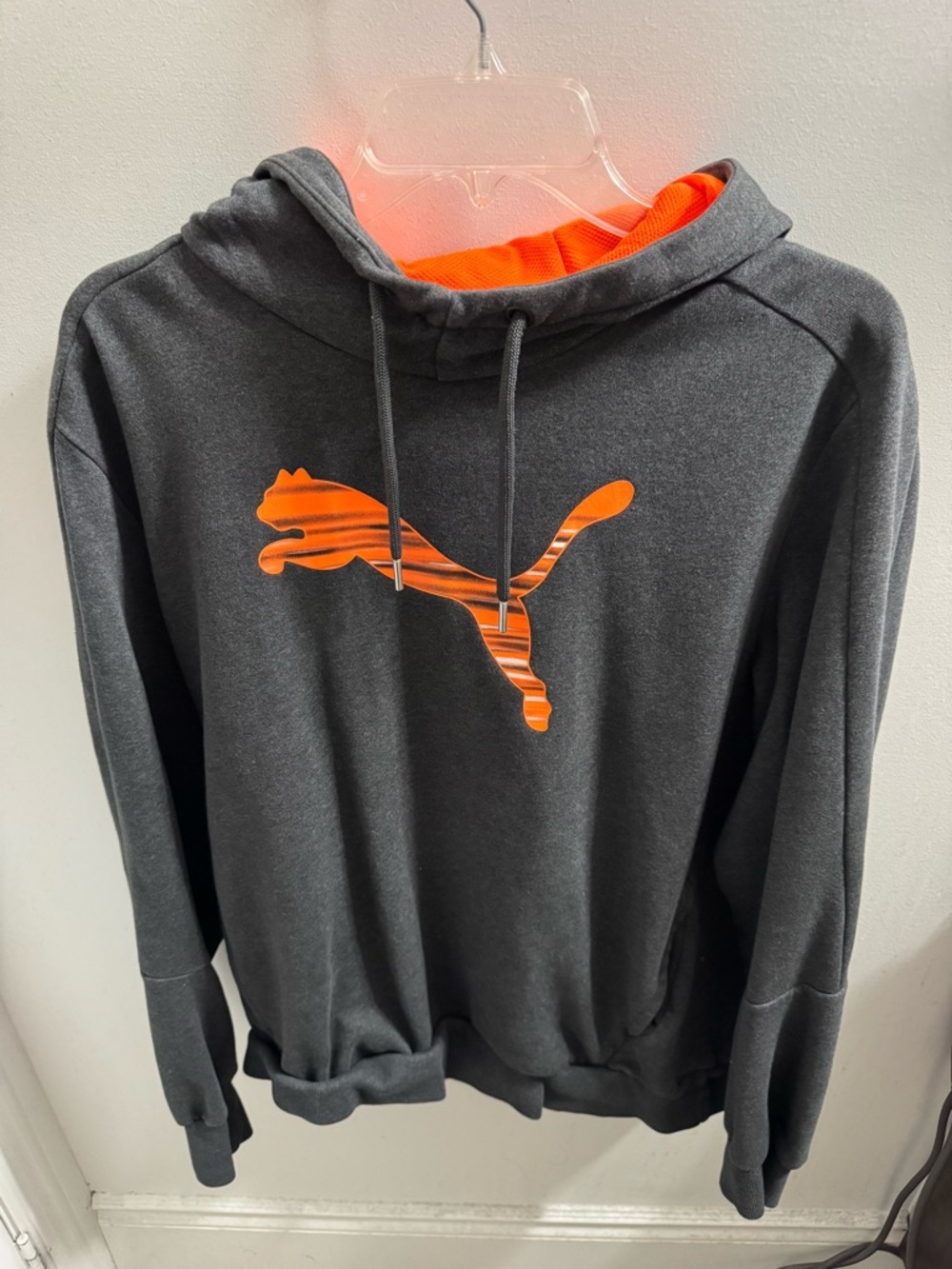 Puma Dark Gray Hoodie with Bright Orange Logo